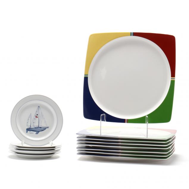 (14) DESIGNER NAUTICAL THEME PLATES,