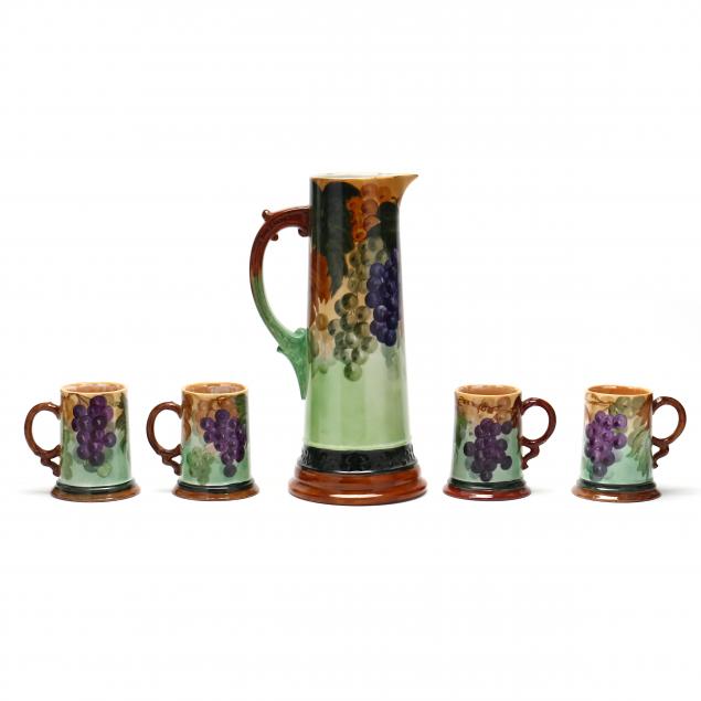 LIMOGES GRAPEVINE PITCHER AND SET