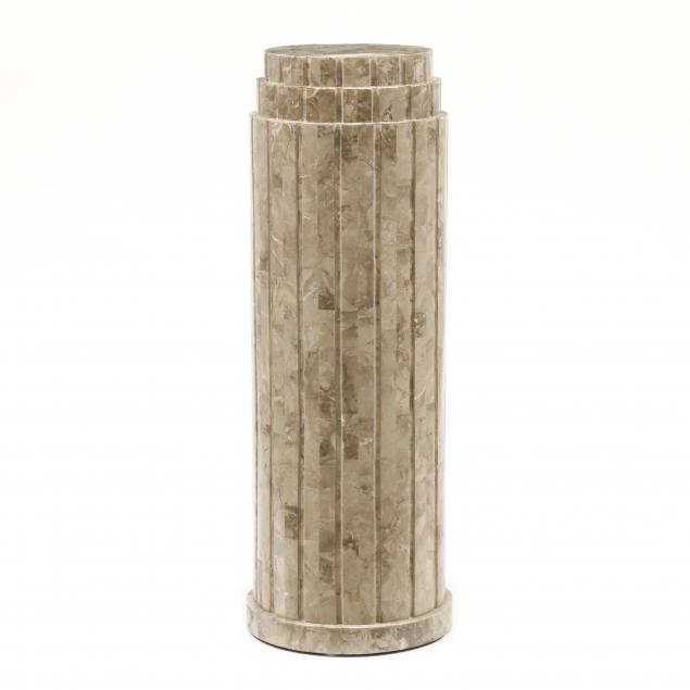 TESSELATED STONE FLUTED PEDESTAL