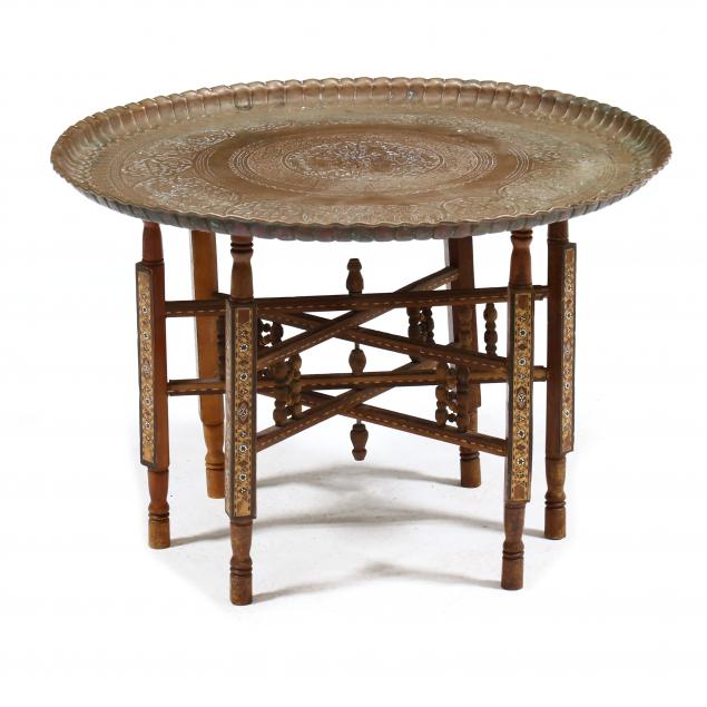 MOROCCAN COPPER TRAY TOP TABLE Mid 20th