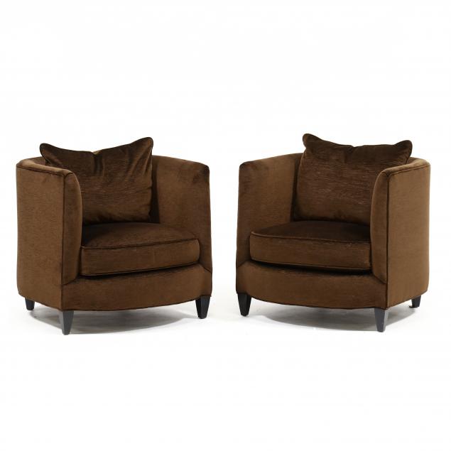 PAIR OF DESIGNER UPHOLSTERED BARREL 2f0904