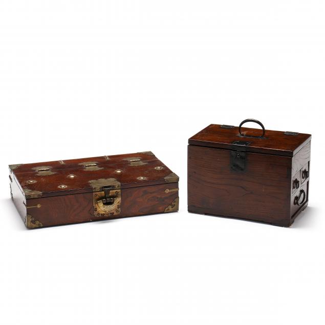 TWO ASIAN HARDWOOD BOXES  Includes