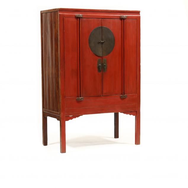 CHINESE RED LACQUERED CABINET Late 2f0983