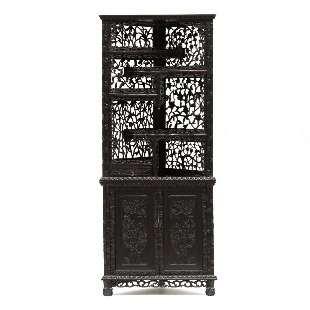 CHINESE CARVED HARDWOOD CORNER 2f097f