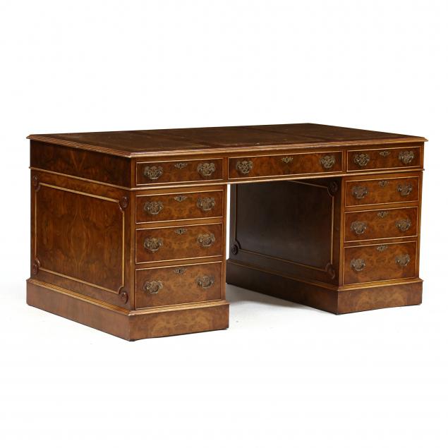 ENGLISH BURL WOOD EXECUTIVE DESK