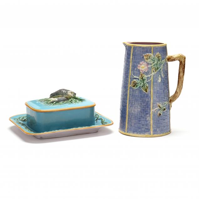 MINTON MAJOLICA LIDDED SARDINE BOX AND