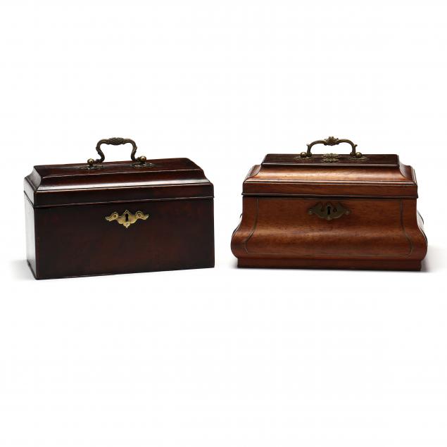 TWO GEORGIAN MAHOGANY TEA CADDIES 2f09e1