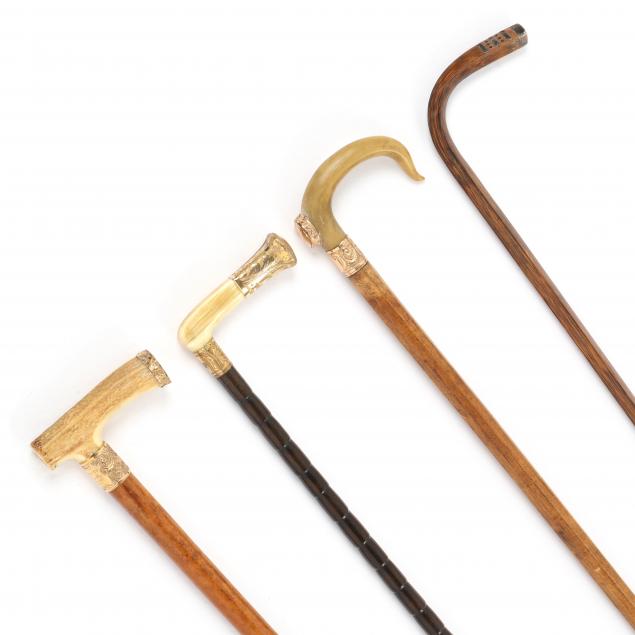 FOUR ANTIQUE WALKING STICKS To