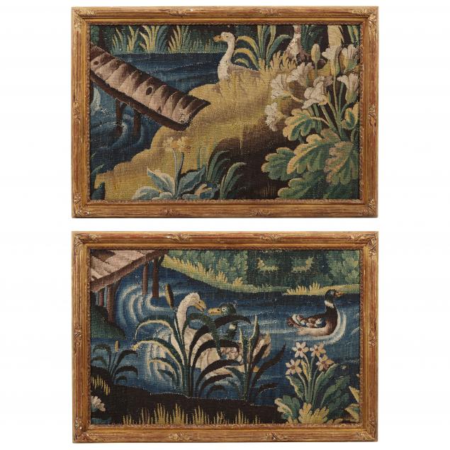 TWO FRAMED TAPESTRY FRAGMENTS Worked 2f0abe