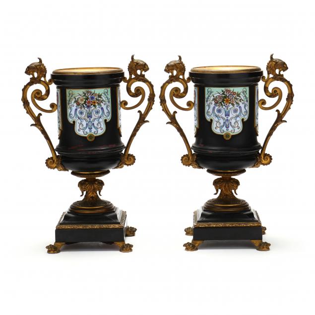 PAIR OF FRENCH ORMOLU AND ENAMEL 2f0aed