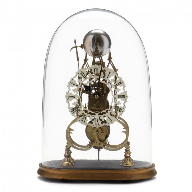 A VICTORIAN BRASS SKELETON CLOCK