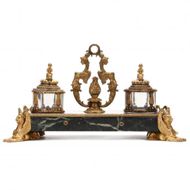 FRENCH EMPIRE GILT BRONZE INK STAND