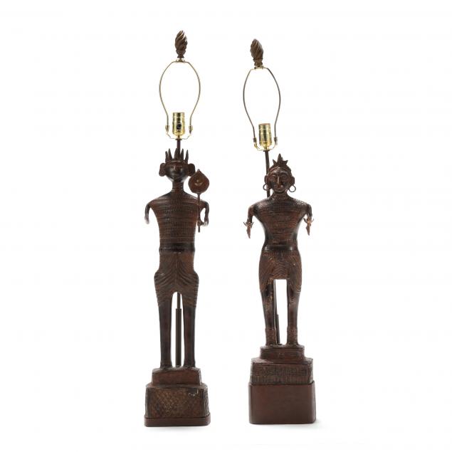 A PAIR OF DECORATIVE AFRICAN BRONZE