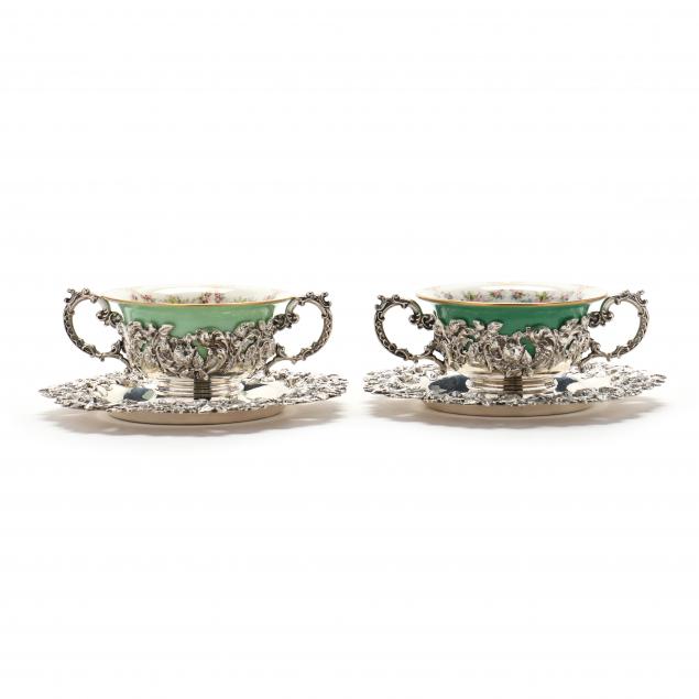 PAIR OF REPOUSSE STERLING SILVER