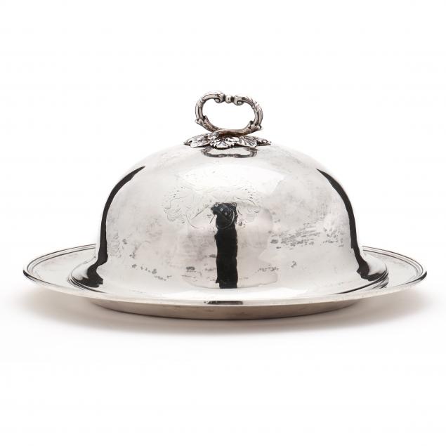 A GEORGE IV SILVER DISH AND COVER