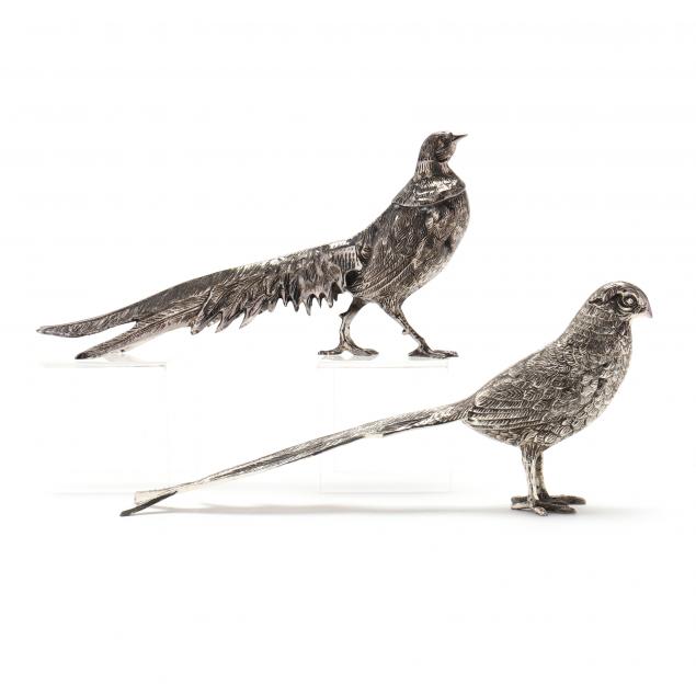 PAIR OF SILVERPLATE TABLE PHEASANTS 2f0c2a