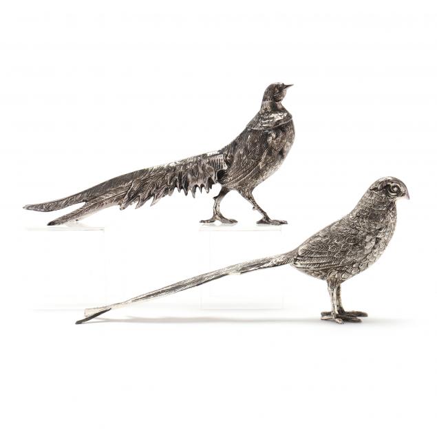 PAIR OF SILVERPLATE TABLE PHEASANTS