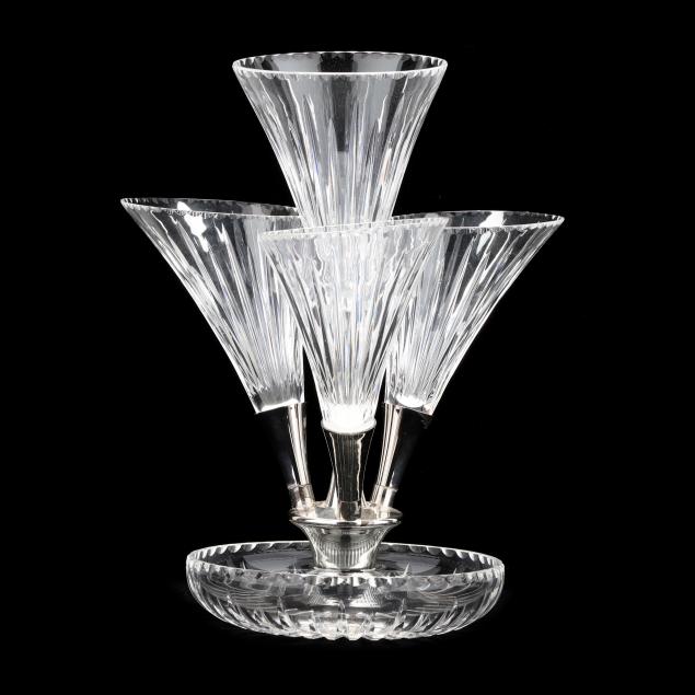 STUART, CRYSTAL AND SILVERPLATE EPERGNE