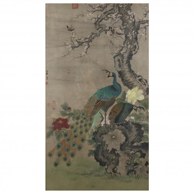 A LARGE CHINESE PAINTING OF A PAIR