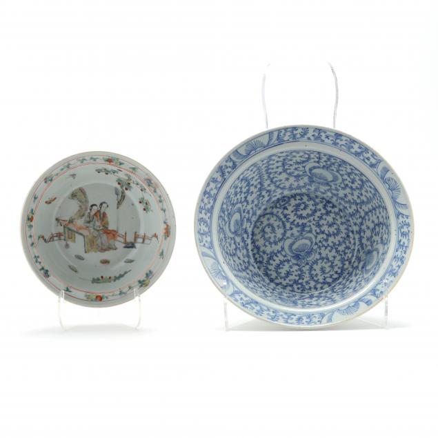 TWO CHINESE PORCELAIN BOWLS  Late
