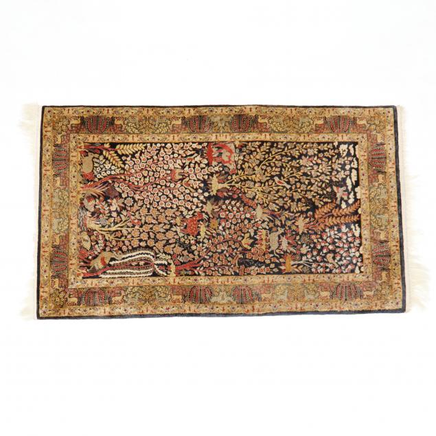 SINO-PERSIAN PICTORAL RUG Possibly silk,