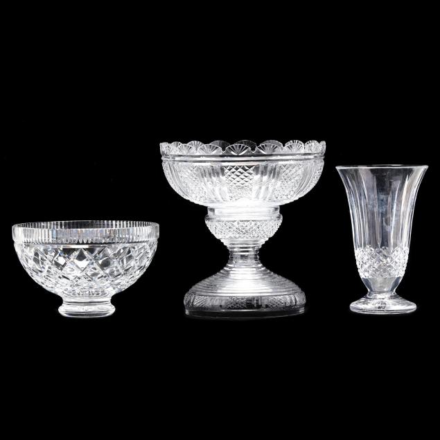 WATERFORD CRYSTAL PUNCH BOWL, VASE