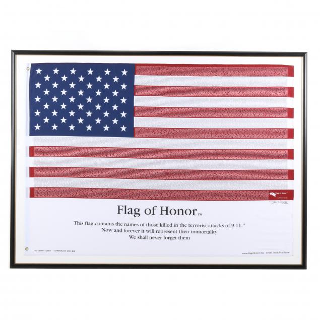 LARGE FRAMED 9/11 COMMEMORATIVE FLAG