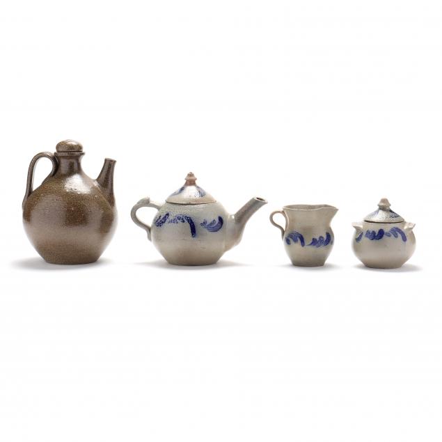 JUGTOWN POTTERY, NC, TEA SET AND TEAPOT