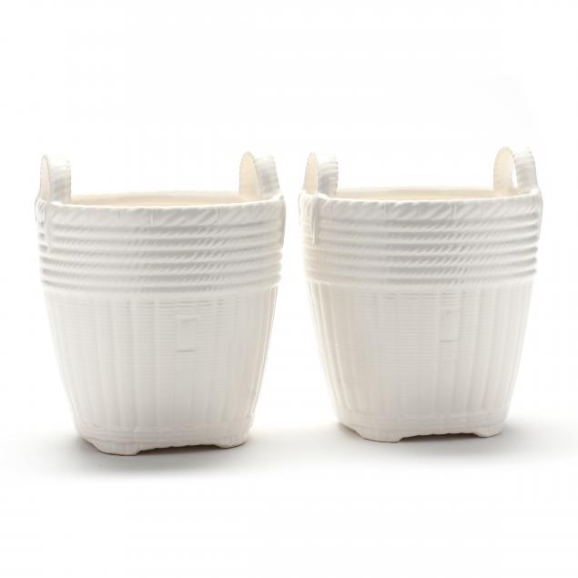 A PAIR OF TIFFANY & CO. CERAMIC BASKETS