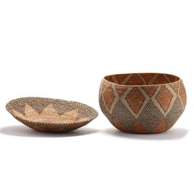 TWO LARGE AFRICAN WOVEN BASKETS