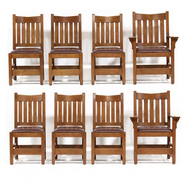 STICKLEY SET OF EIGHT V BACK  2f0e0c