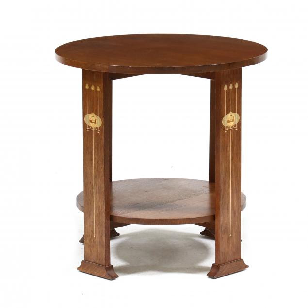 STICKLEY, INLAID MISSION OAK CIRCULAR