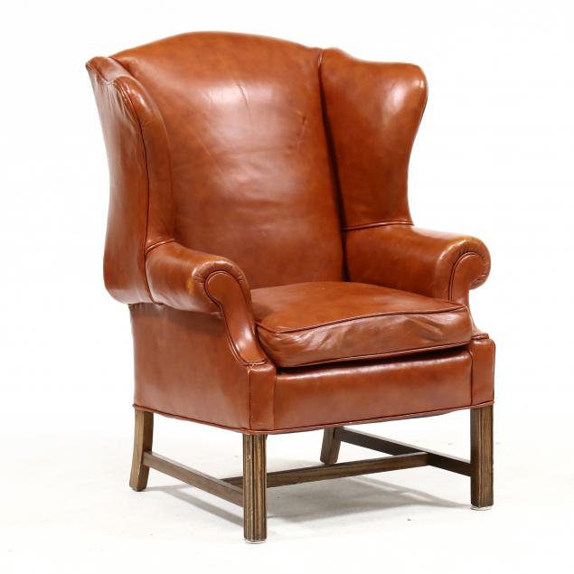 CHIPPENDALE STYLE LEATHER UPHOLSTERED