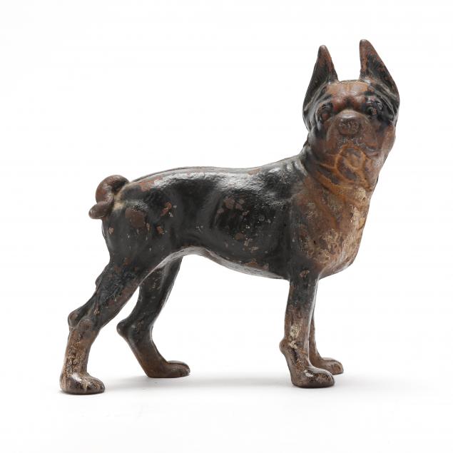 ANTIQUE BOSTON TERRIER IRON DOORSTOP 2f0e2a