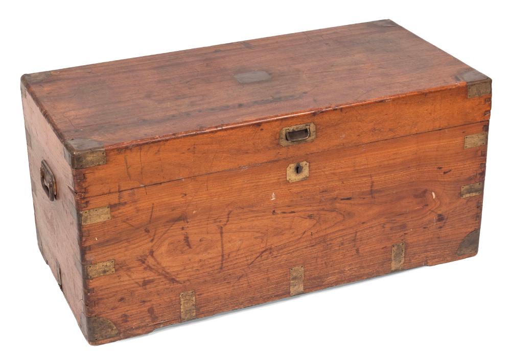 BRASS-BOUND CAMPHORWOOD CHEST 19TH