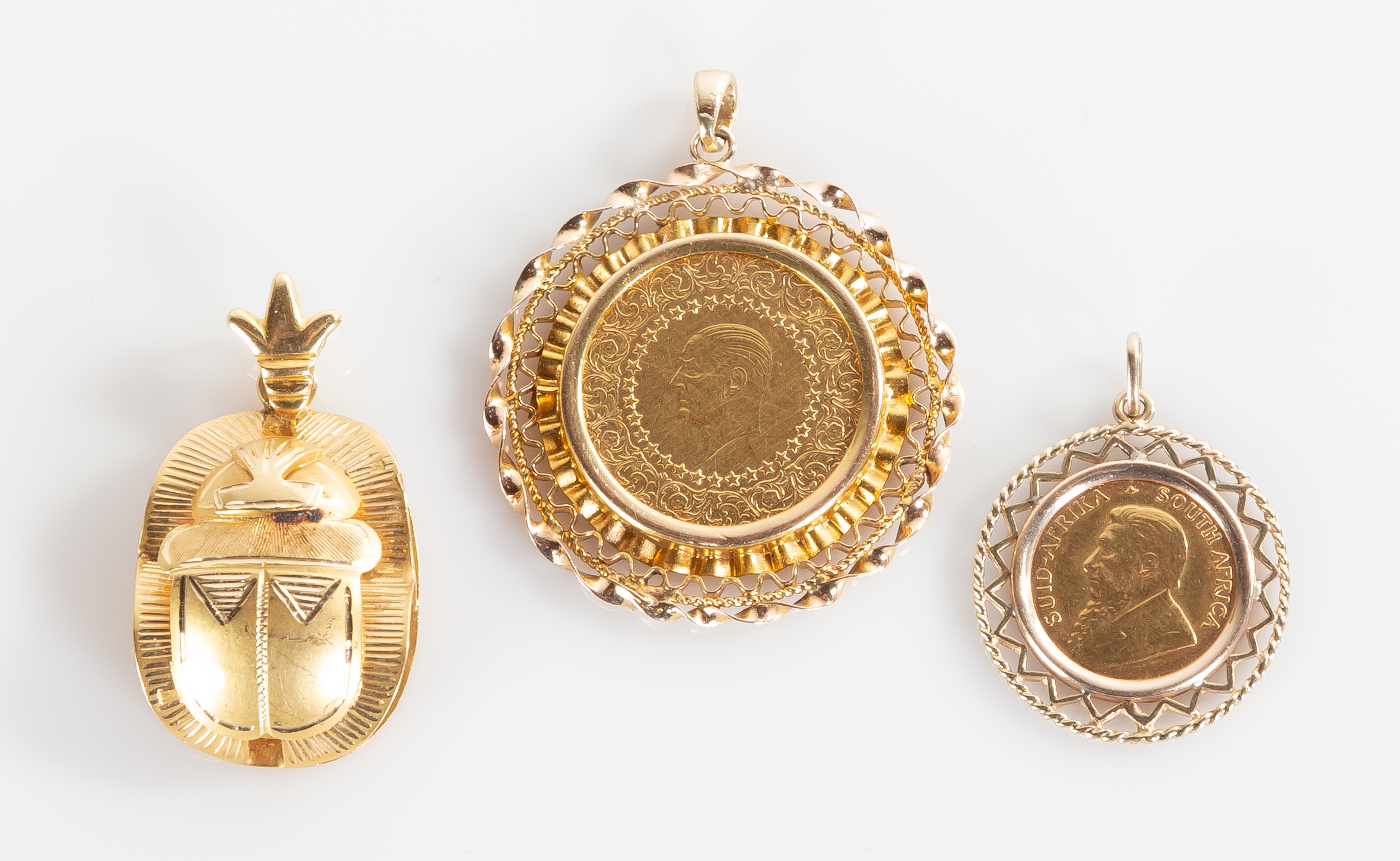 (3) GOLD PENDANTS, TURKISH ZIYNET,