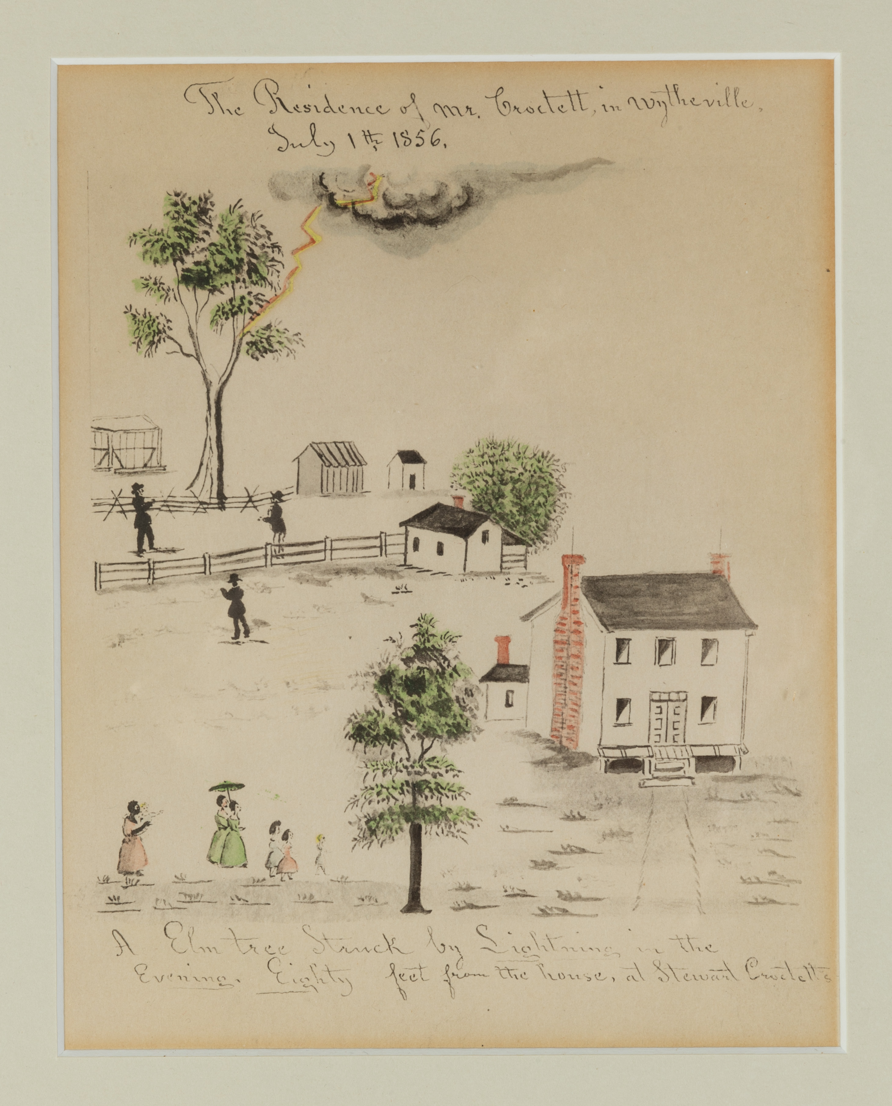 FOLK ART WATERCOLOR, DATED 1856