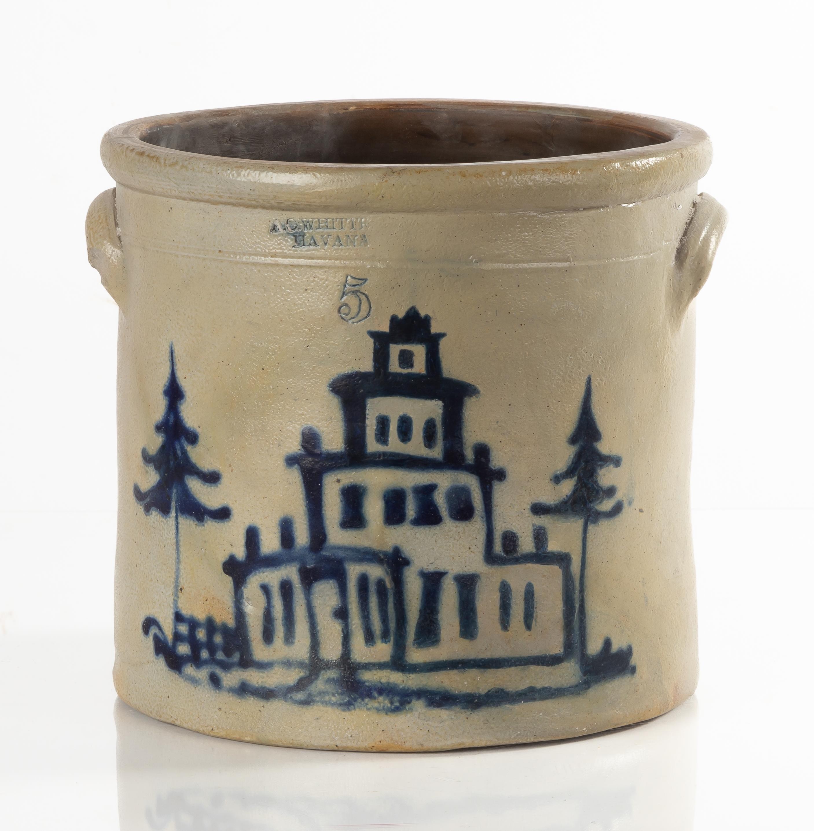 RARE A.O. WHITMORE STONEWARE CROCK