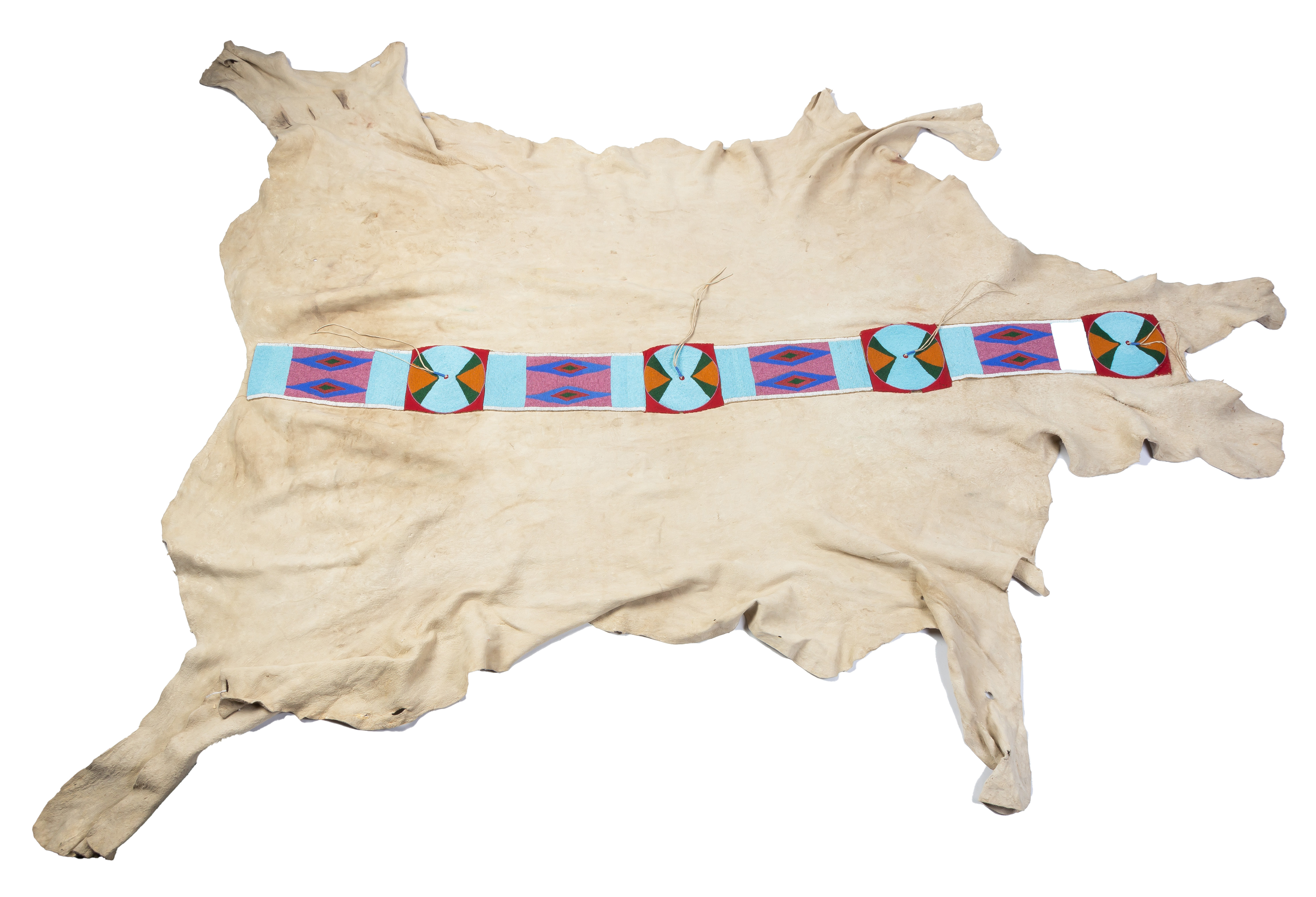 NEZ PERCE BLANKET STRIP ON HIDE,