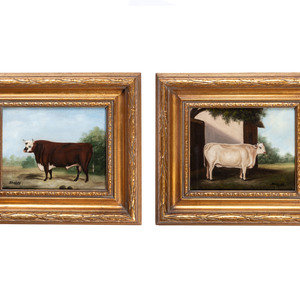 A Pair of Bovine Portraits American  2f3865