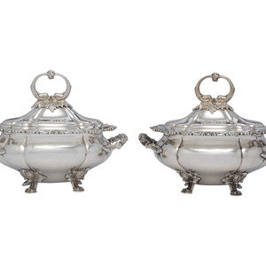 A Pair of Sheffield Plate Lidded