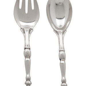 A Two-Piece Silver Salad Serving