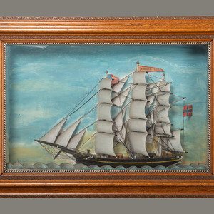 A Carved and Painted Wood Ship Diorama
20th