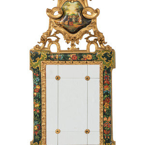 A Venetian Painted and Gilt Mirror