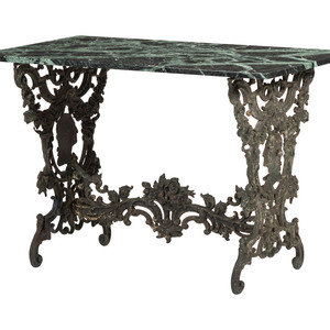 A Wrought Iron and Marble Top George