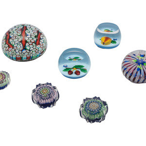 Seven Art Glass Paperweights
20th