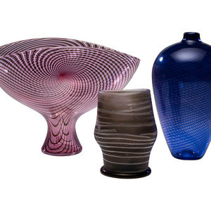 Three Art Glass Vessels
20th Century
comprising