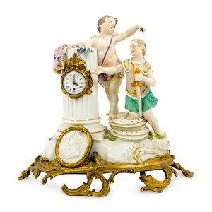 A Meissen Porcelain Figural Mantel