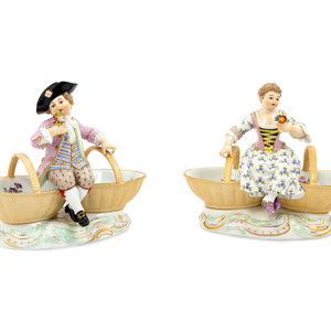 A Pair of Meissen Porcelain Basket