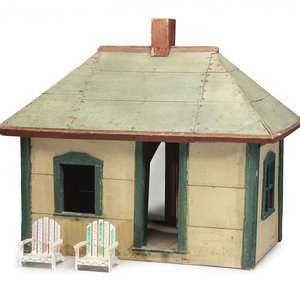 A Folk Art Painted Cheese Box House
American,